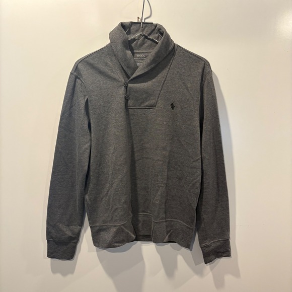 Polo Ralph Lauren Mens Shawl Collar Pullover Sweatshirt Gray Size Medium - Picture 2 of 8